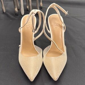 Women's Beige Embellished Heels